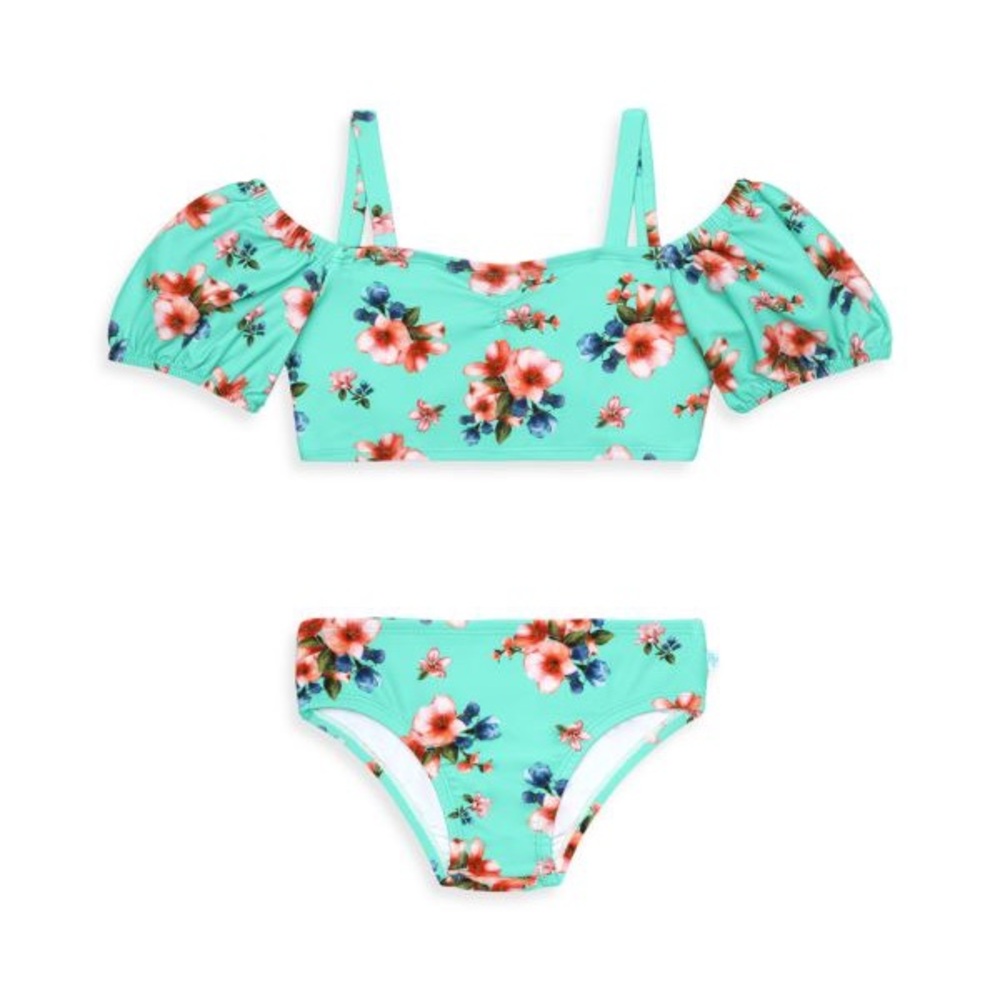 NWT Posh Peanut Aisha 2-Piece Puff Sleeve Swimsuit 3T - Picture 2 of 7